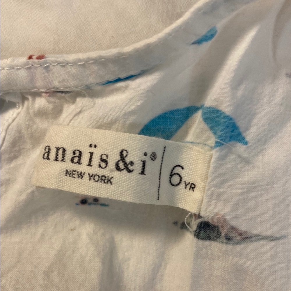 Anais & I Kids' White Dress with Blue and Red Accents